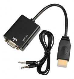 Cabo Conversor HDMI Macho para VGA Femea Oem Com Audio
