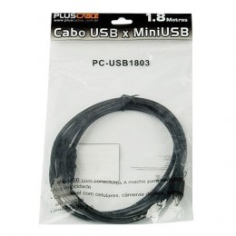 Cabo Usb para Mini Usb 5 Pinos Plus Cable Preto 1.8 Metros