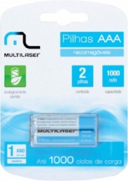 Pilha Recarregavel AAA 1000mah Multilaser Cb051 Pilha Palito