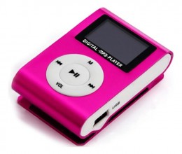 Player MP3 Mini cor Rosa Pink com Entrada para Cartao e FM