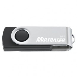 Pen Drive 64gb Multilaser PD590 Twist Preto e Prata Usb 2.0