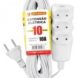 Extensao Eletrica 10 metros Megatron 2 Pinos Branca
